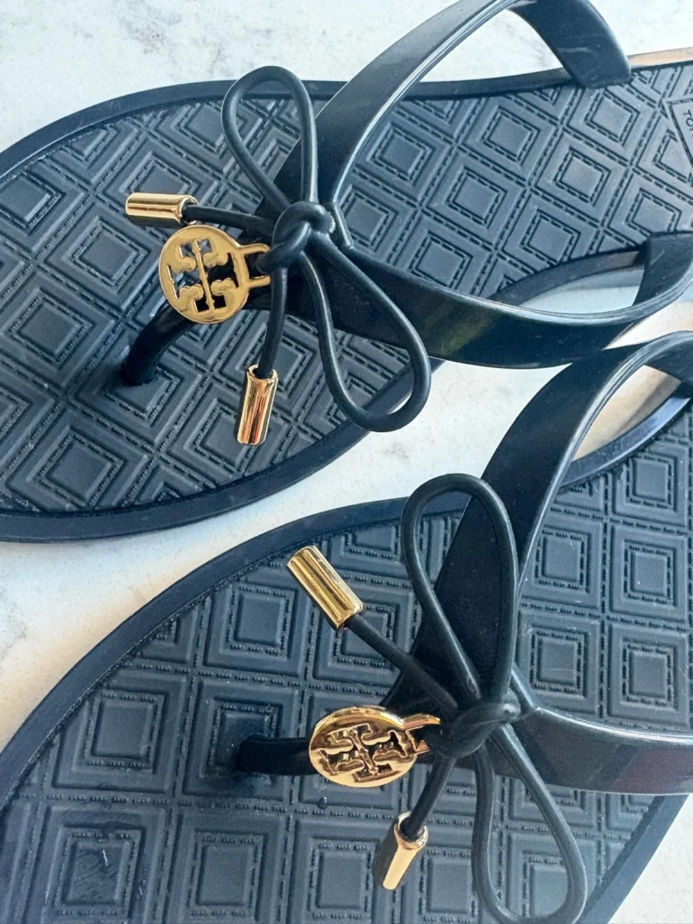 Tory Burch Black Jelly Flip Flops